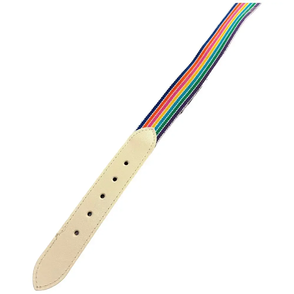 Unbranded 32-36 Inch Rainbow Striped Elastic Belt Vintage 80s